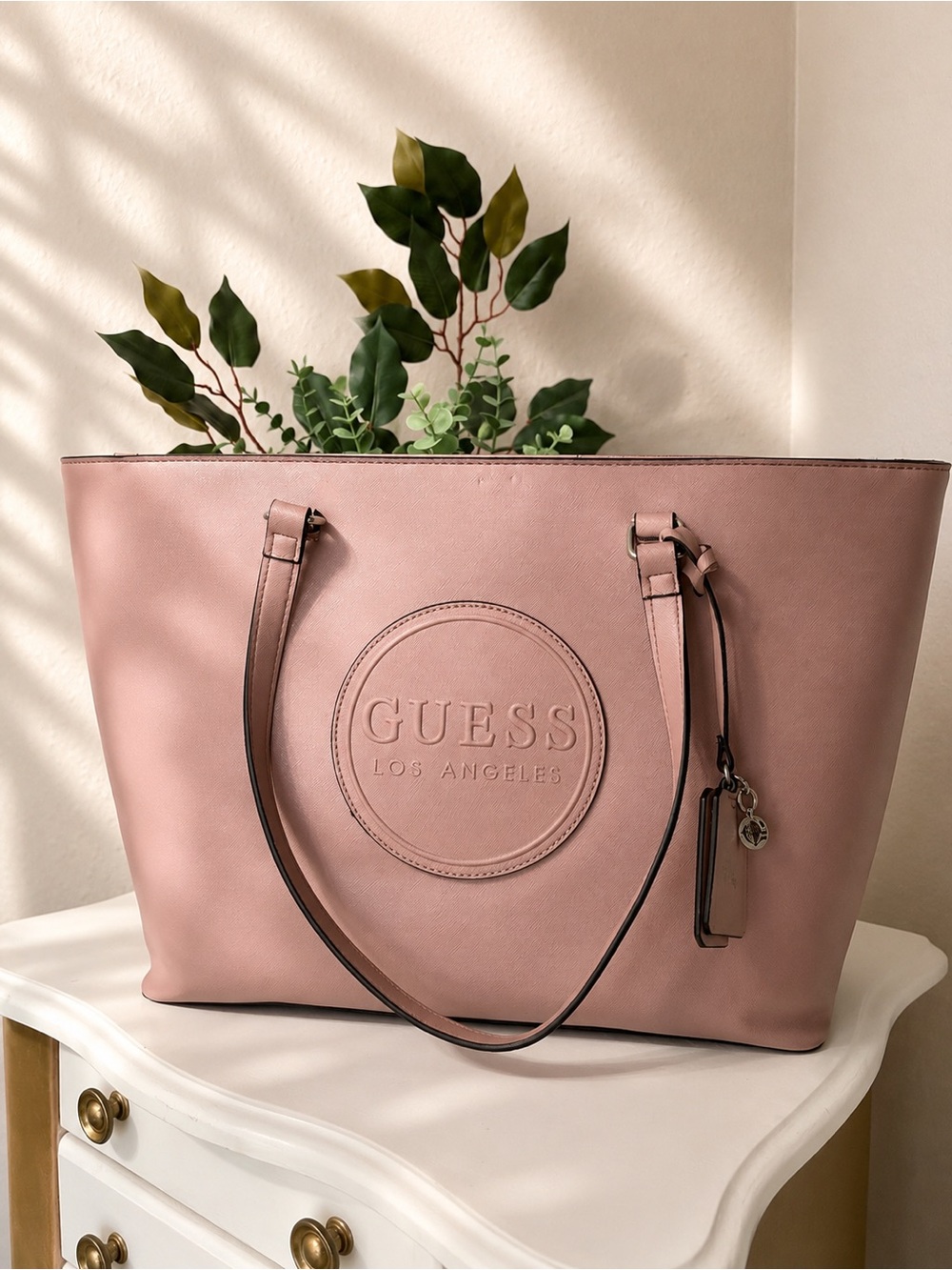 Guess Los Angeles Jaxon Light Pink Tote Bag